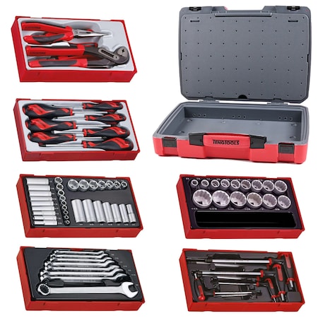 73 Piece Mixed Drive SAE Socket, Wrench, Hex, Screwdriver & Plier Kit